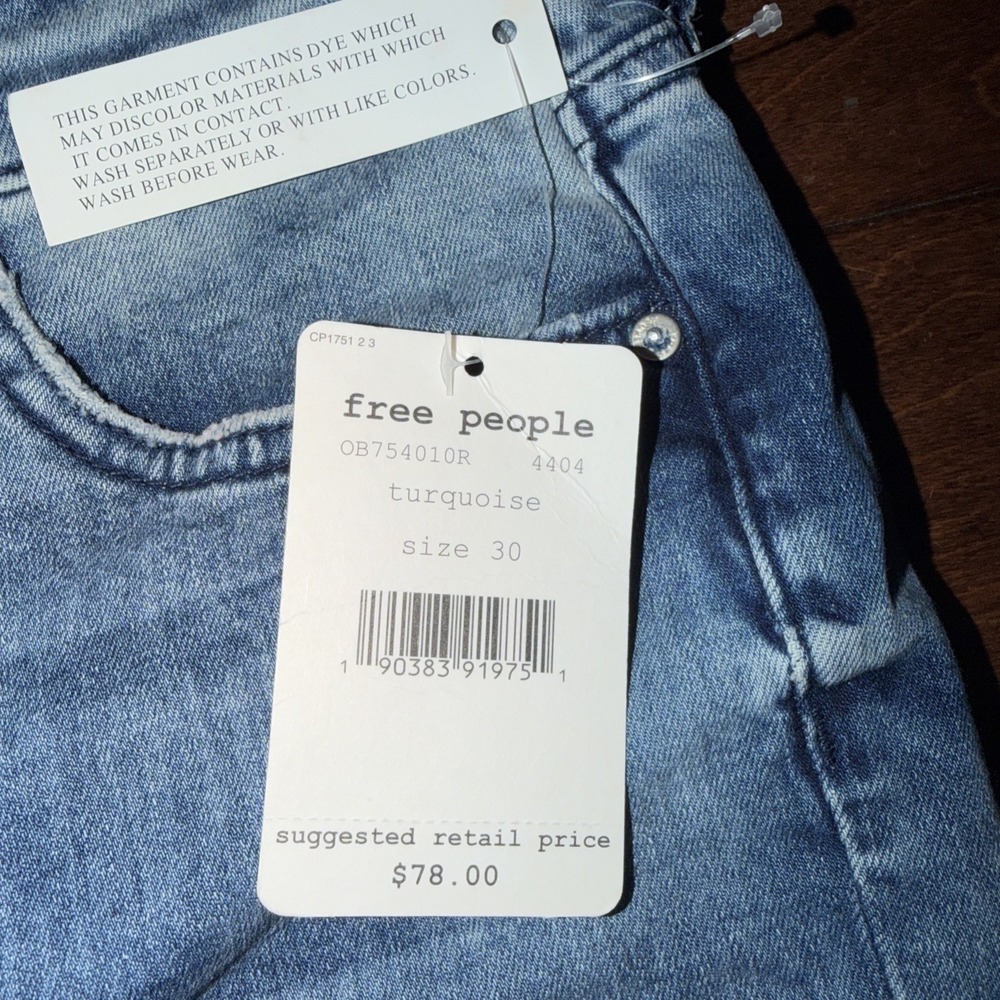 Free People Jeans Women's Size 30 Turquoise Skinny Leg Denim 61855-16515125 NWT - Picture 7 of 8